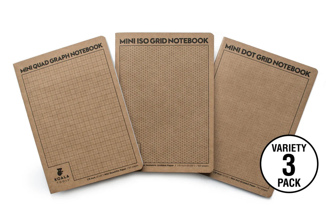 MINI GRIDDED NOTEBOOKS VARIETY 3-PACK 5”X7”