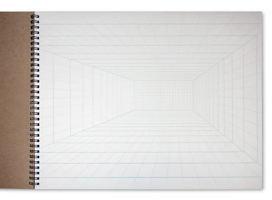 1-POINT PERSPECTIVE ROOM GRID SKETCH PAD - SPIRAL BOUND 11" X 14"