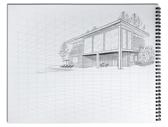 2-POINT PERSPECTIVE SPIRAL-BOUND  SKETCHPAD 11" X 14" (DRAW 3D)