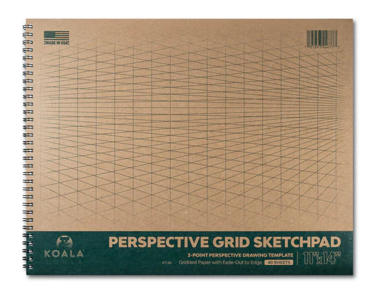 2-POINT PERSPECTIVE SPIRAL-BOUND  SKETCHPAD 11" X 14" (DRAW 3D)