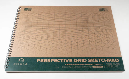 2-POINT PERSPECTIVE SPIRAL-BOUND  SKETCHPAD 11" X 14" (DRAW 3D)