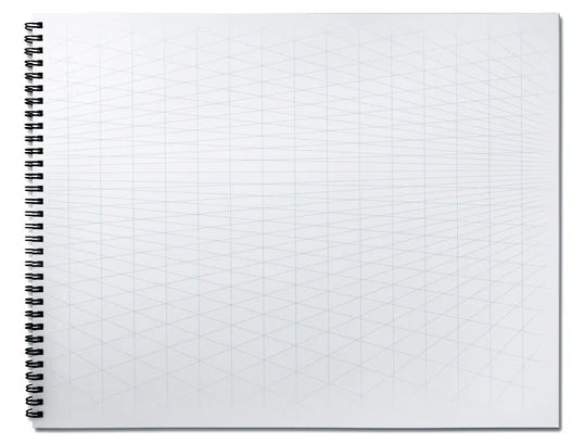 2-POINT PERSPECTIVE SPIRAL-BOUND  SKETCHPAD 11" X 14" (DRAW 3D)