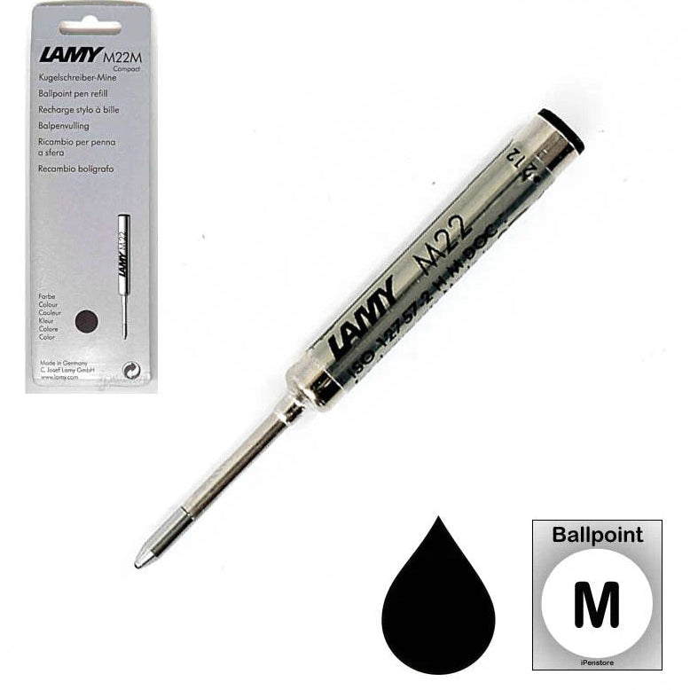 Lamy M22 ballpoint pen refill with packaging on a white background