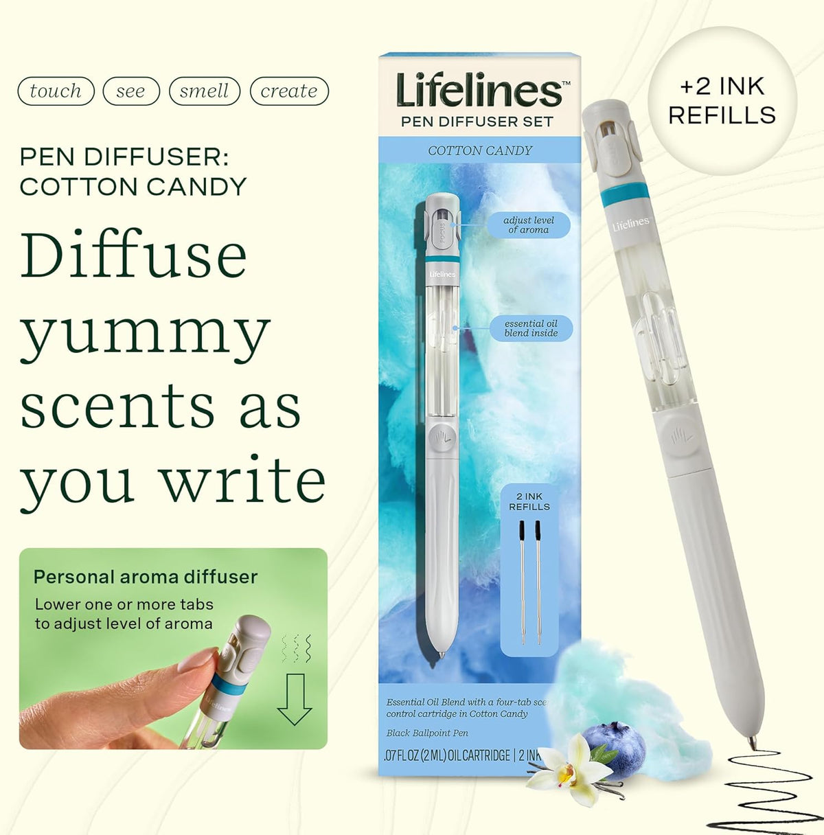 LIFELINES , PEN DIFFUSER - YUMMY COLLECTION  , COTTON CANDY