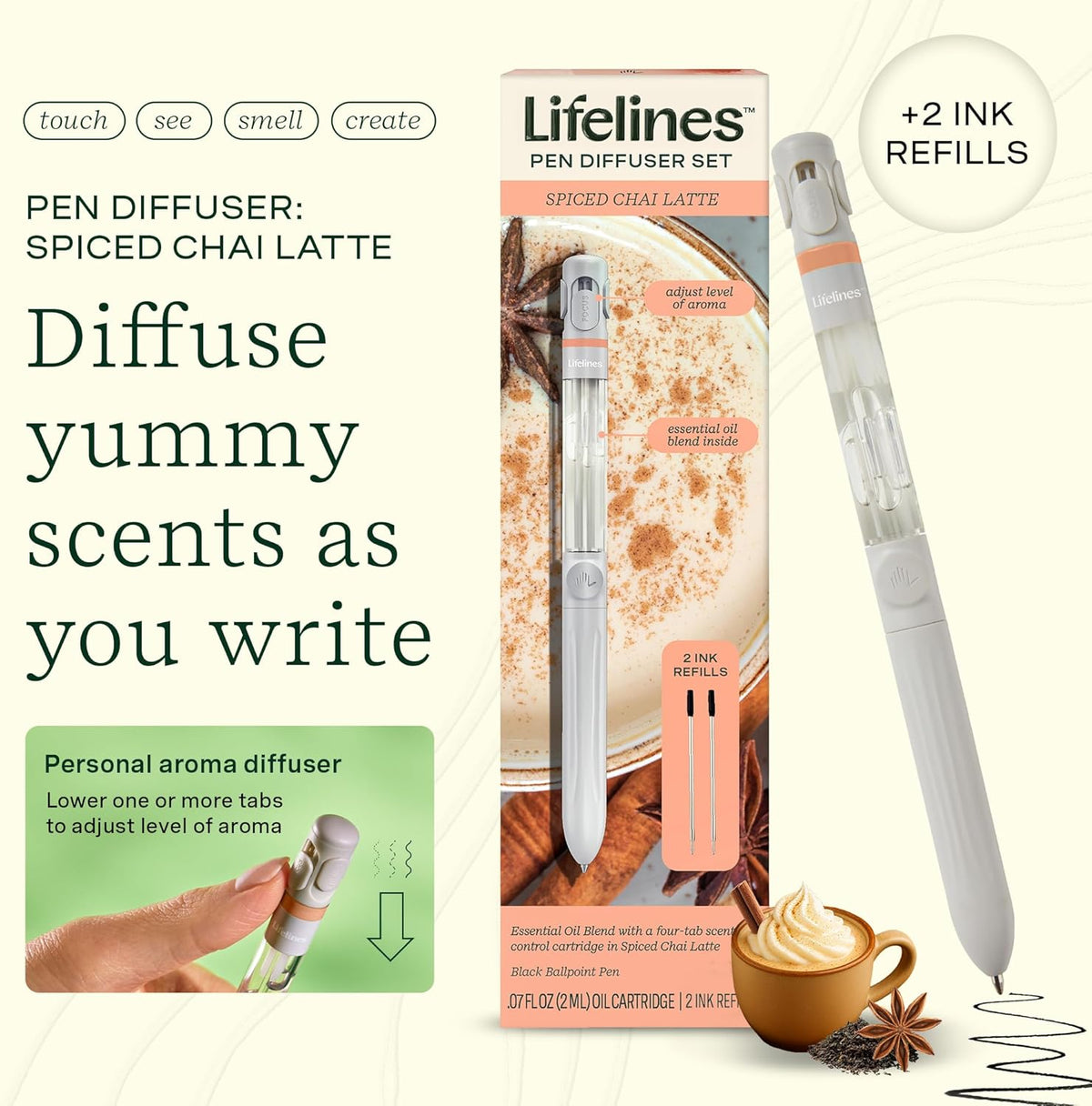 LIFELINES , PEN DIFFUSER - YUMMY COLLECTION  , SPICED CHAI LATTE