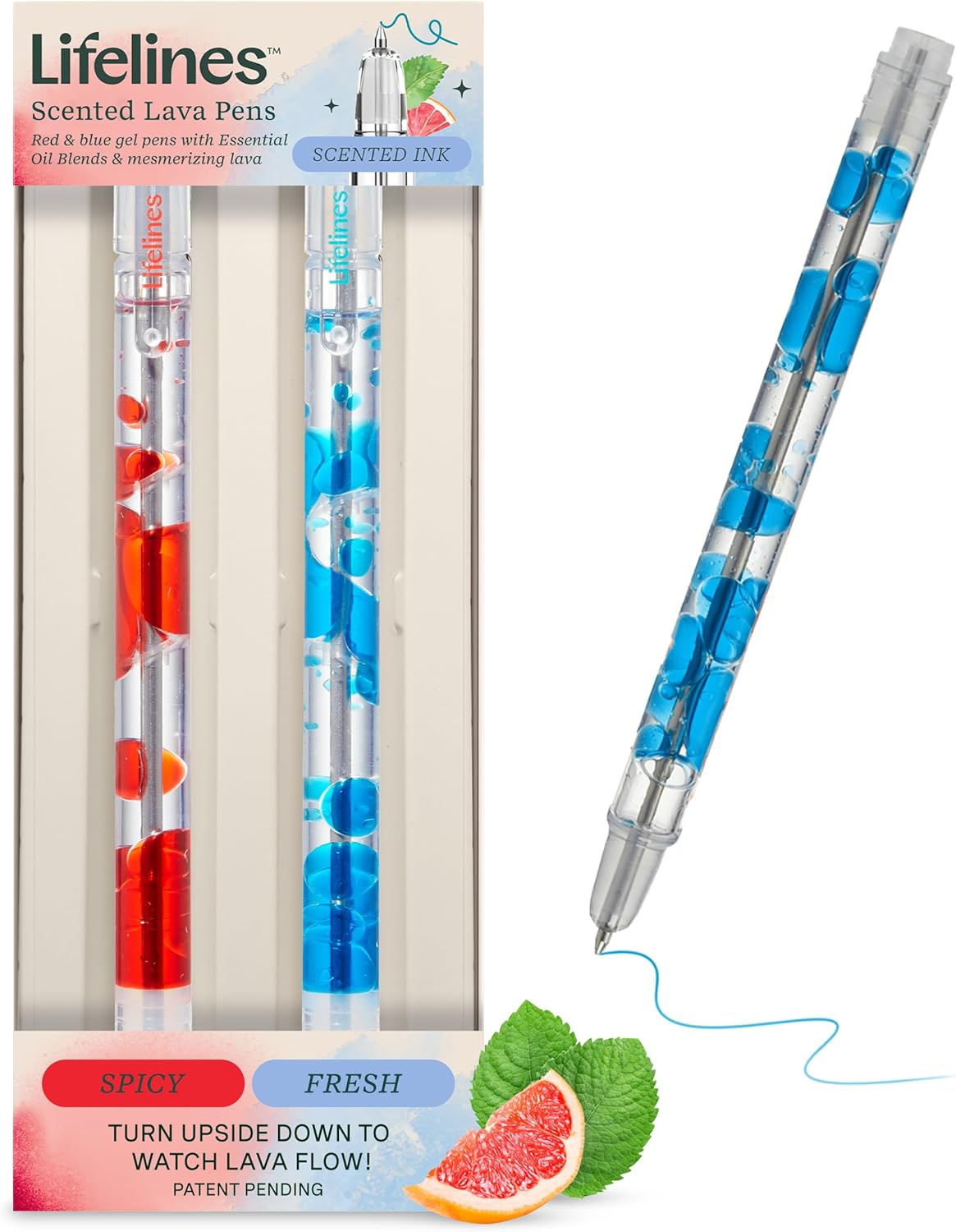 LIFELINES , SCENTED LAVA PENS 2PACK - RED &amp; BLUE