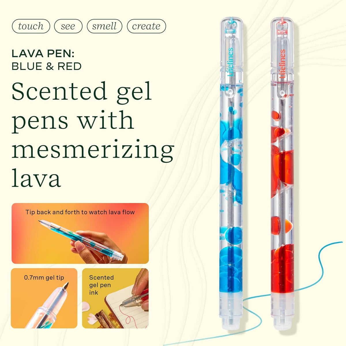 LIFELINES , SCENTED LAVA PENS 2PACK - RED &amp; BLUE