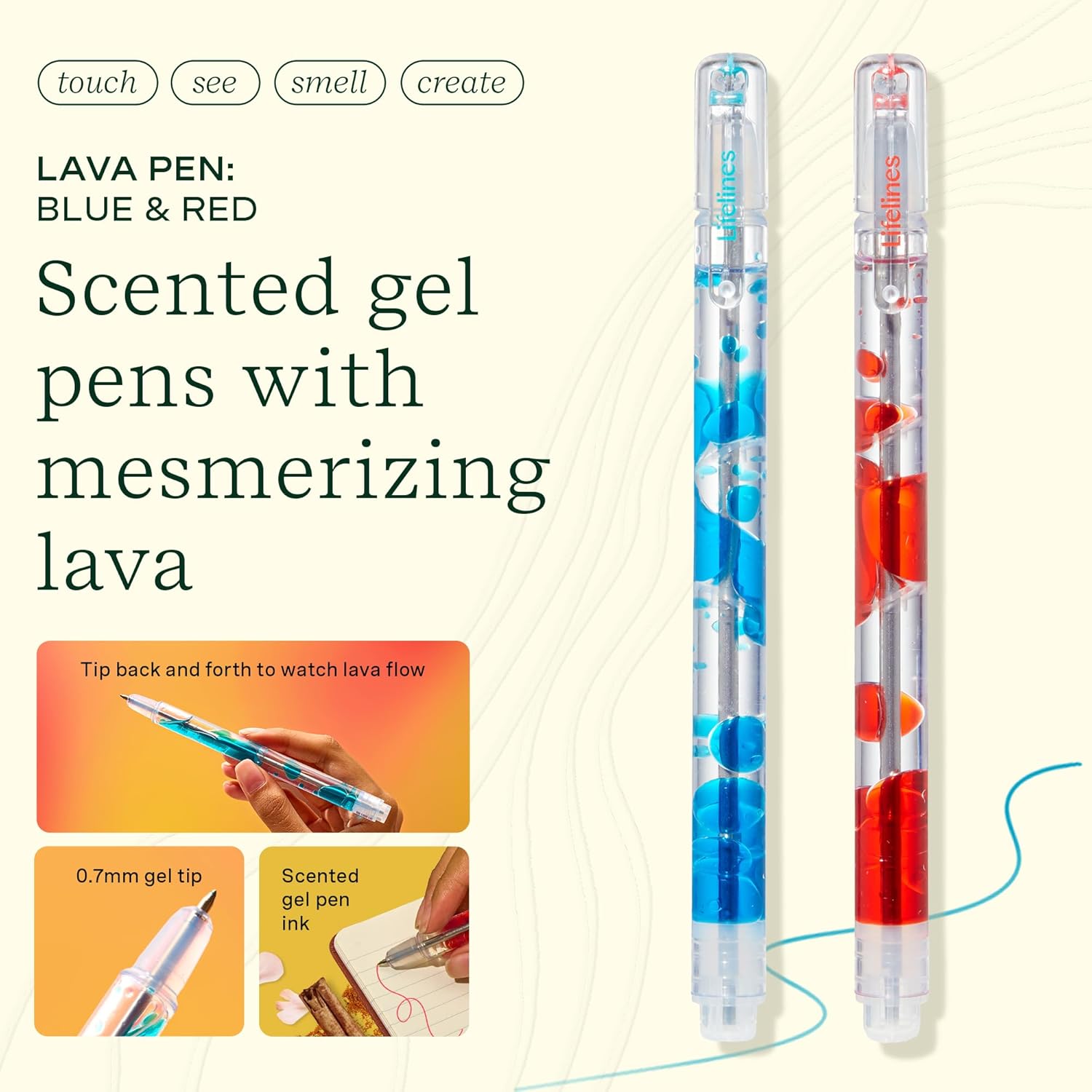 LIFELINES , SCENTED LAVA PENS 2PACK - RED & BLUE