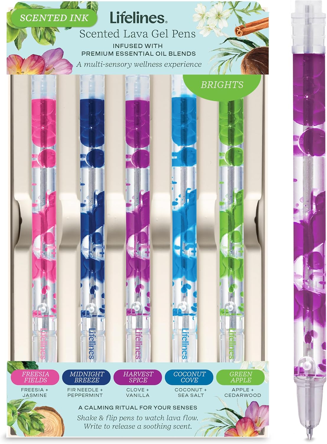 LIFELINES , SCENTED LAVA PENS 5PK BRIGHTS