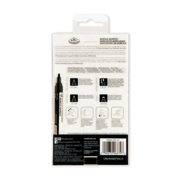 ARCYLIC MARKERS BLACK VARIETY 4PK