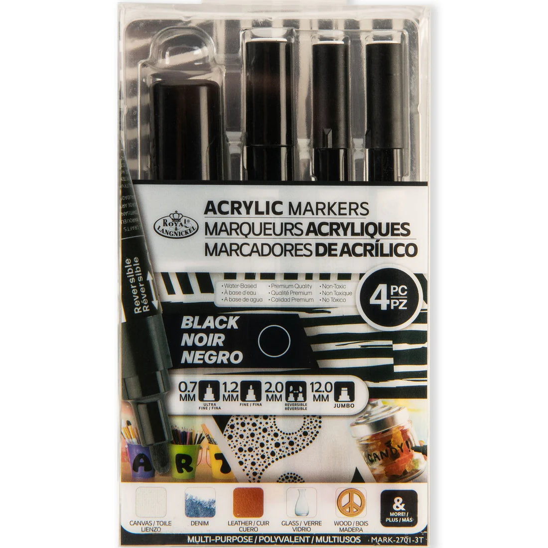ARCYLIC MARKERS BLACK VARIETY 4PK