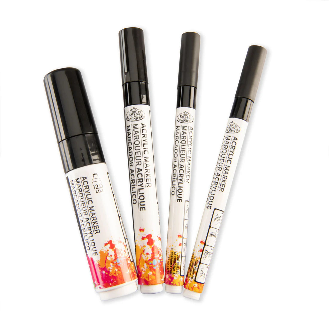 ARCYLIC MARKERS BLACK VARIETY 4PK