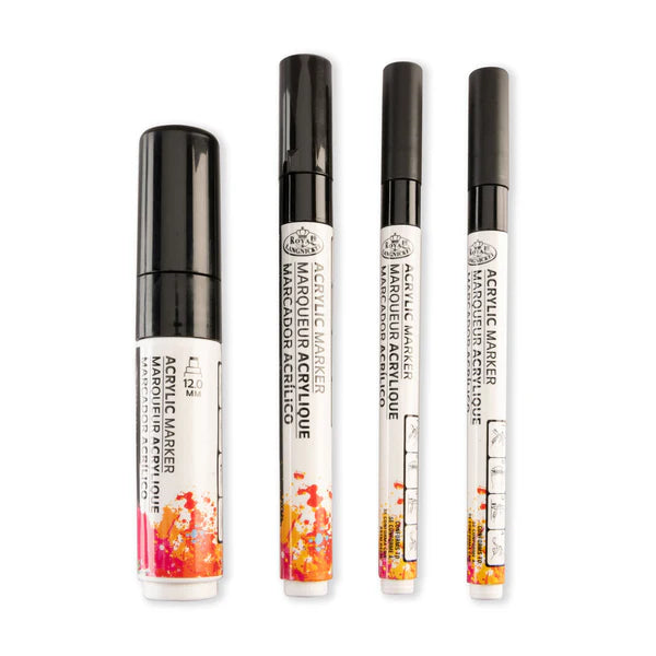 ARCYLIC MARKERS BLACK VARIETY 4PK