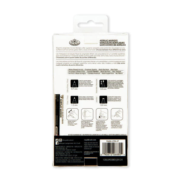 ARCYLIC MARKERS WHITE VARIETY 4PK