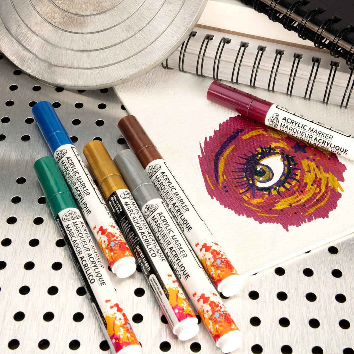 ACRYLIC MARKERS METALLIC COLORS 2MM 6PK