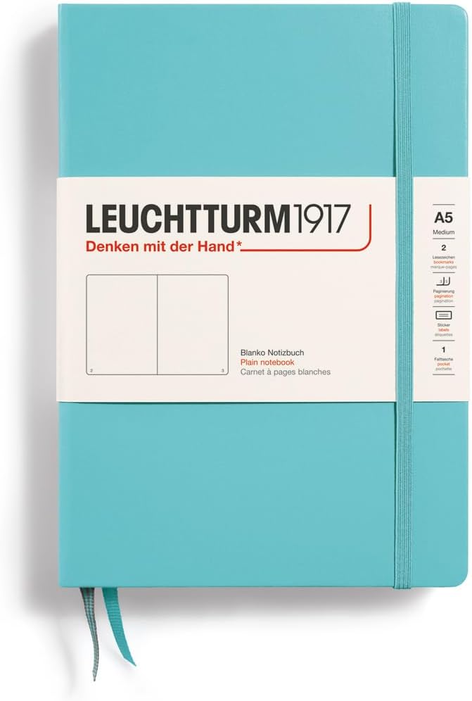 MEDIUM A5 NOTEBOOK PLAIN AQUAMARINE