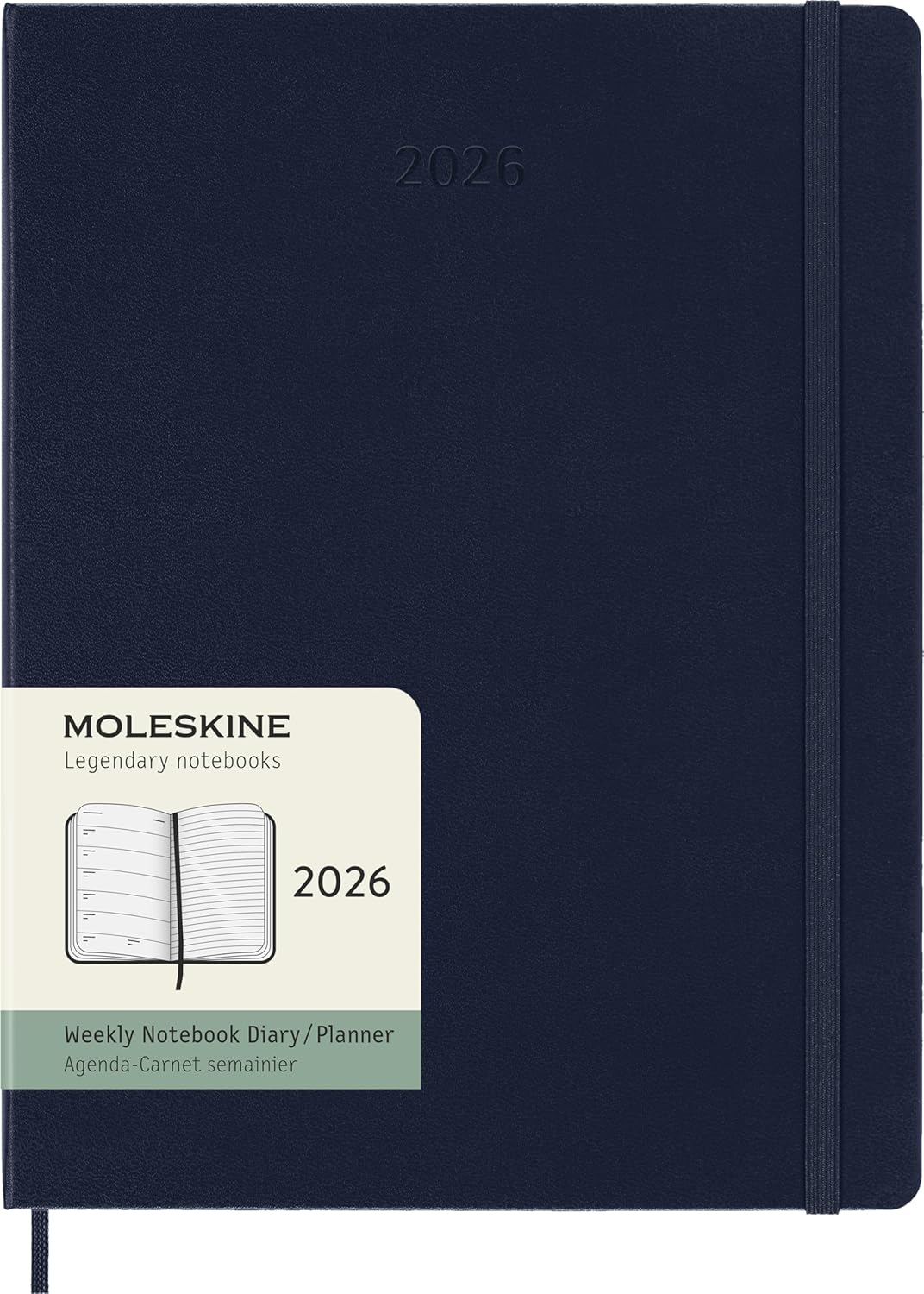 MOLESKINE 2026 WEEKLY PLANNER, HARD COVER, XL (7.5" × 9.75"), SAPPHIRE BLUE