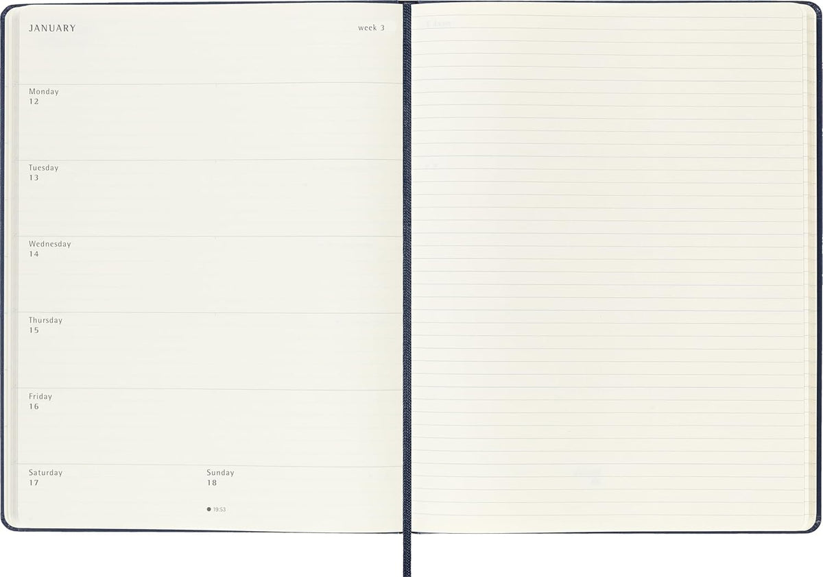 MOLESKINE 2026 WEEKLY PLANNER, HARD COVER, XL (7.5" × 9.75"), SAPPHIRE BLUE