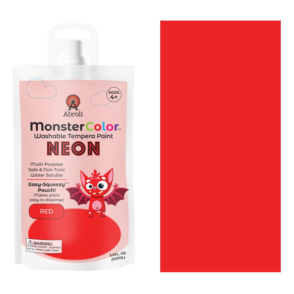 MONSTER WASHABLE TEMPERA 5oz NEON RED