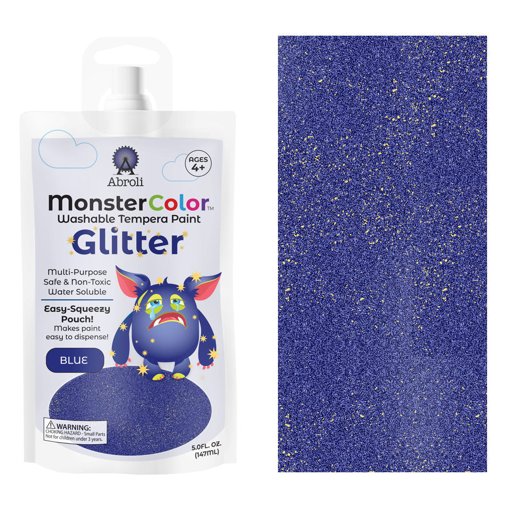 MONSTER WASHABLE TEMPERA 5oz GLITTER BLUE
