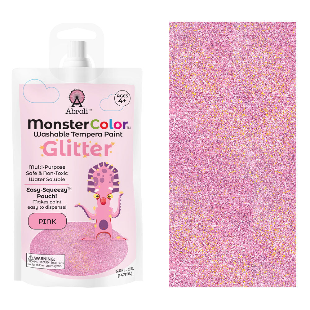MONSTER WASHABLE TEMPERA 5oz GLITTER PINK