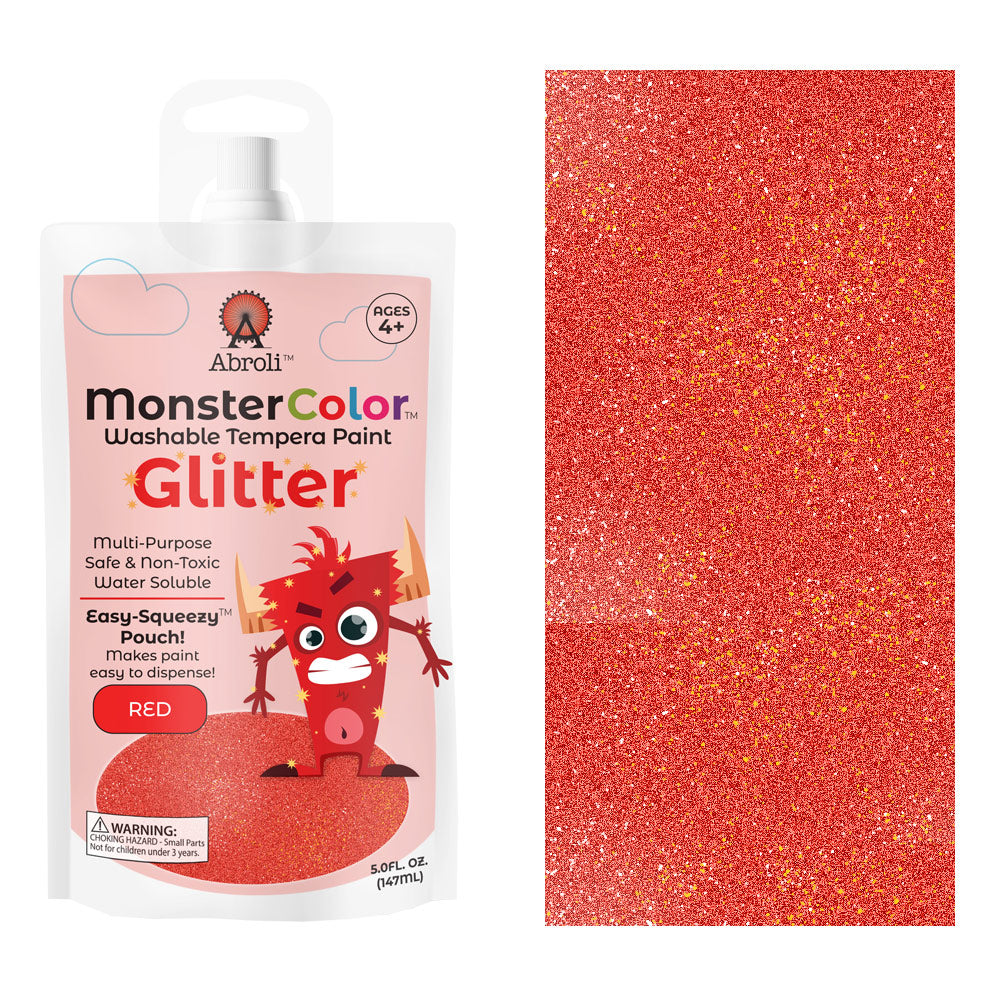 MONSTER WASHABLE TEMPERA 5oz GLITTER RED