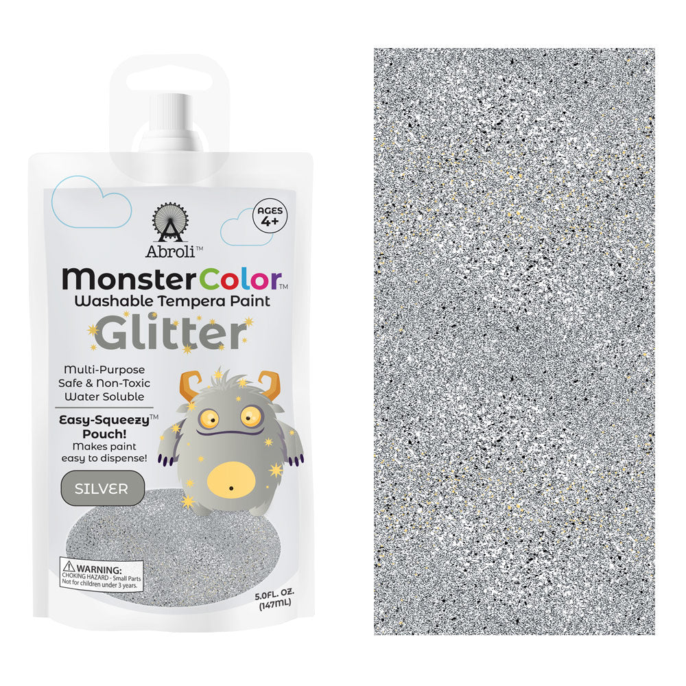 MONSTER WASHABLE TEMPERA 5oz GLITTER SILVER
