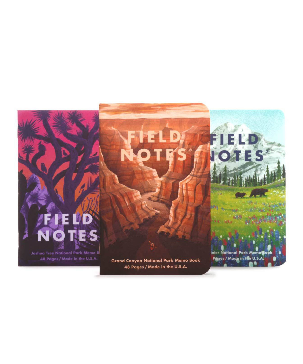 FIELD NOTES NATIONAL PARKS MEMO BOOKS - SERIES  B - 3PK GRAND CANYON, JOSHUA TREE, MOUNT RAINIER