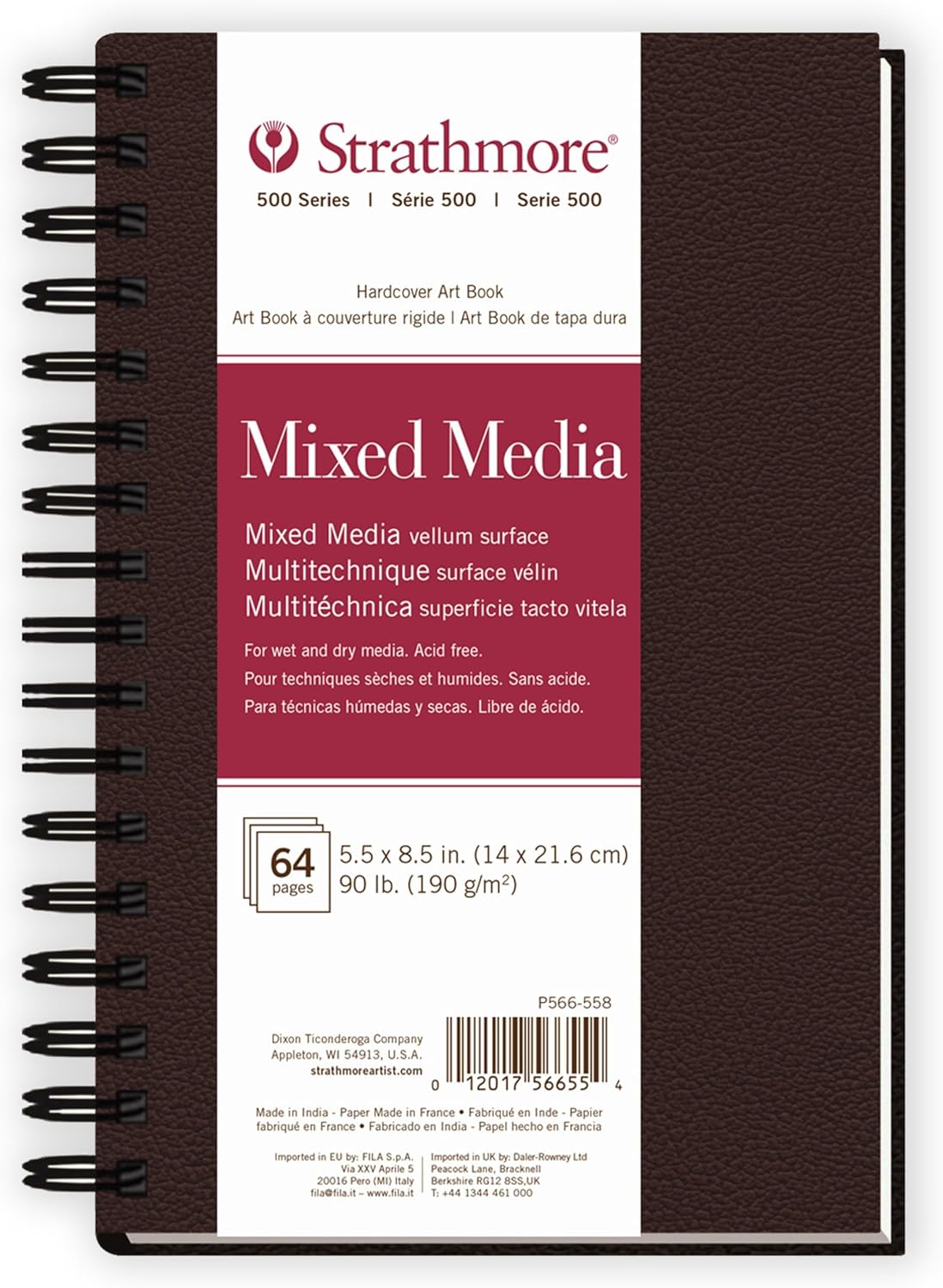 Strathmore mixed media art book with brown cover and white label