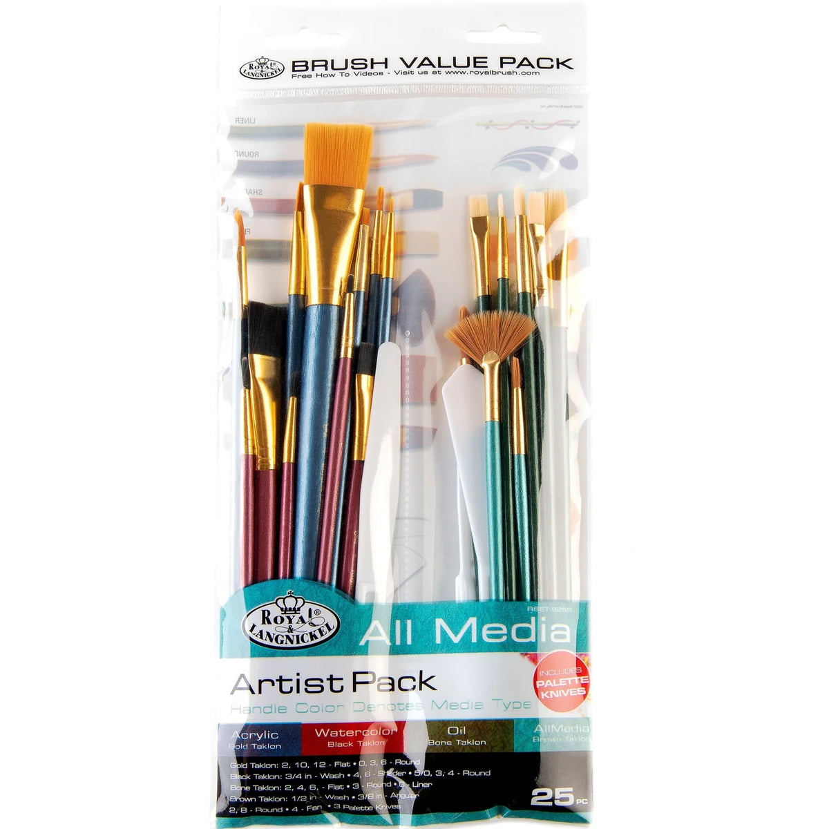 25PC LONG &amp; SHORT HANDLE VALUE BRUSH SET