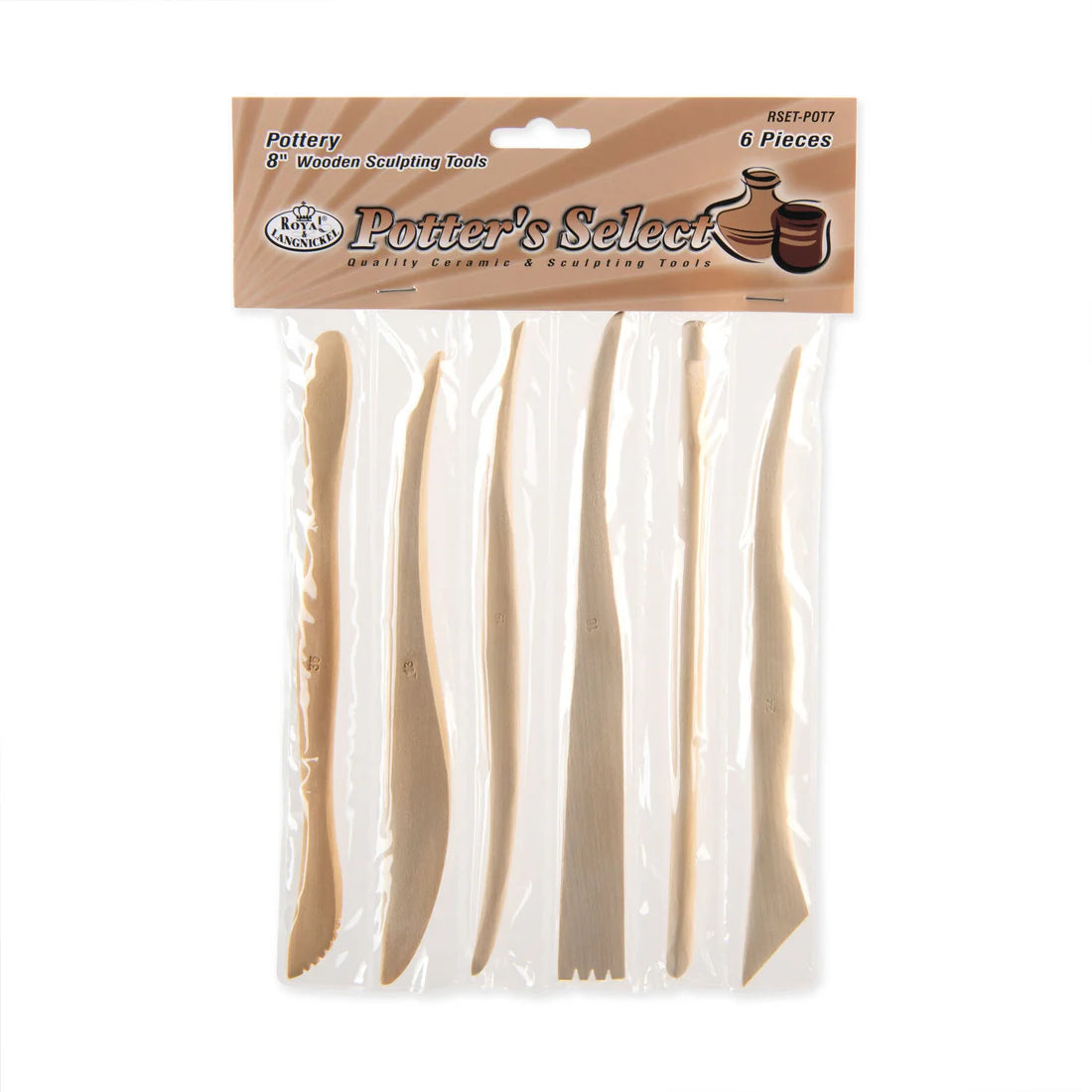 6 PIECE SET 8" WOODEN SCULPTING TOOLS