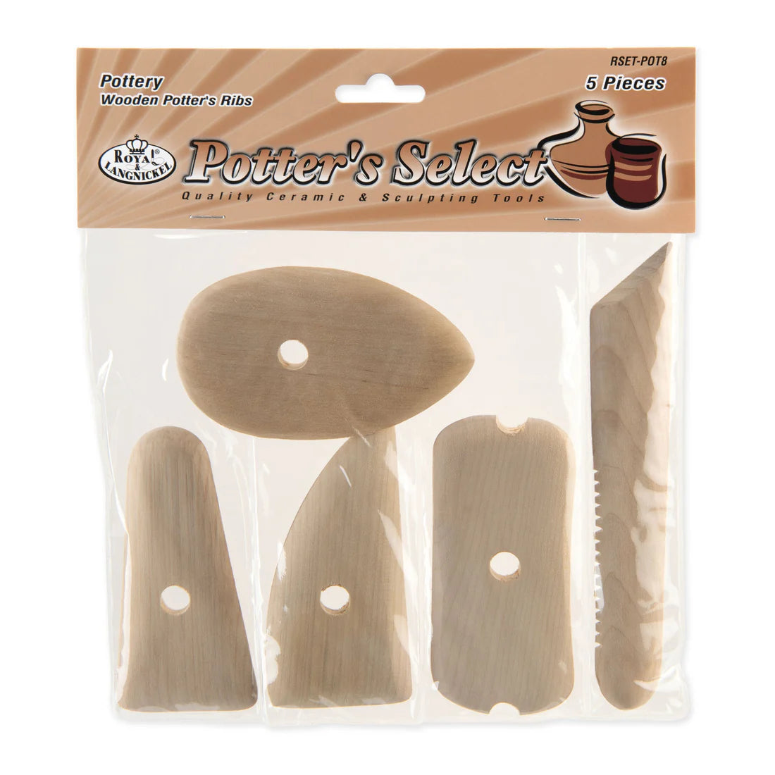 5 PIECE SET WOODEN POTTER'S RIBS