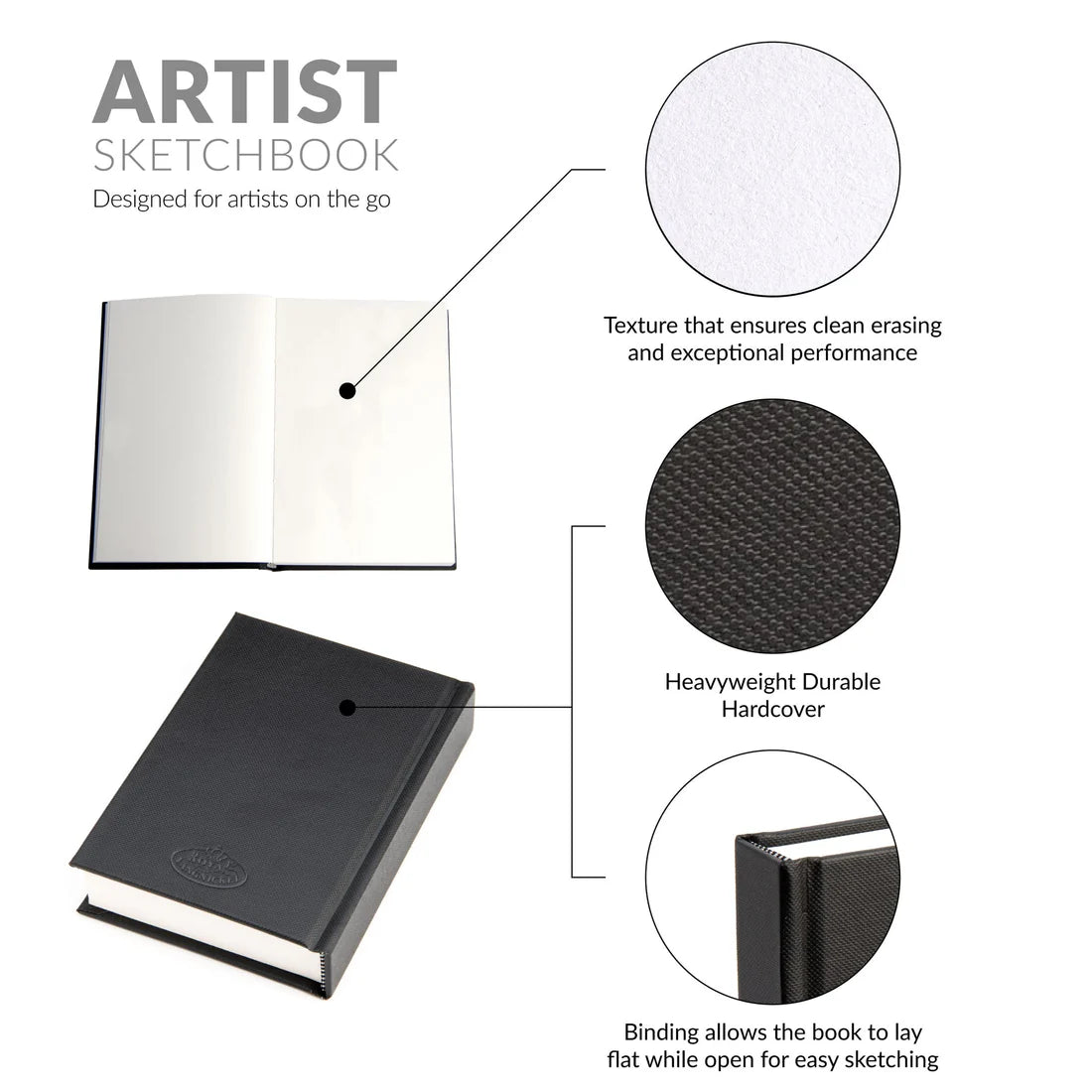 ROYAL BLACK HARDBOUND SKETCHBOOK 4X6