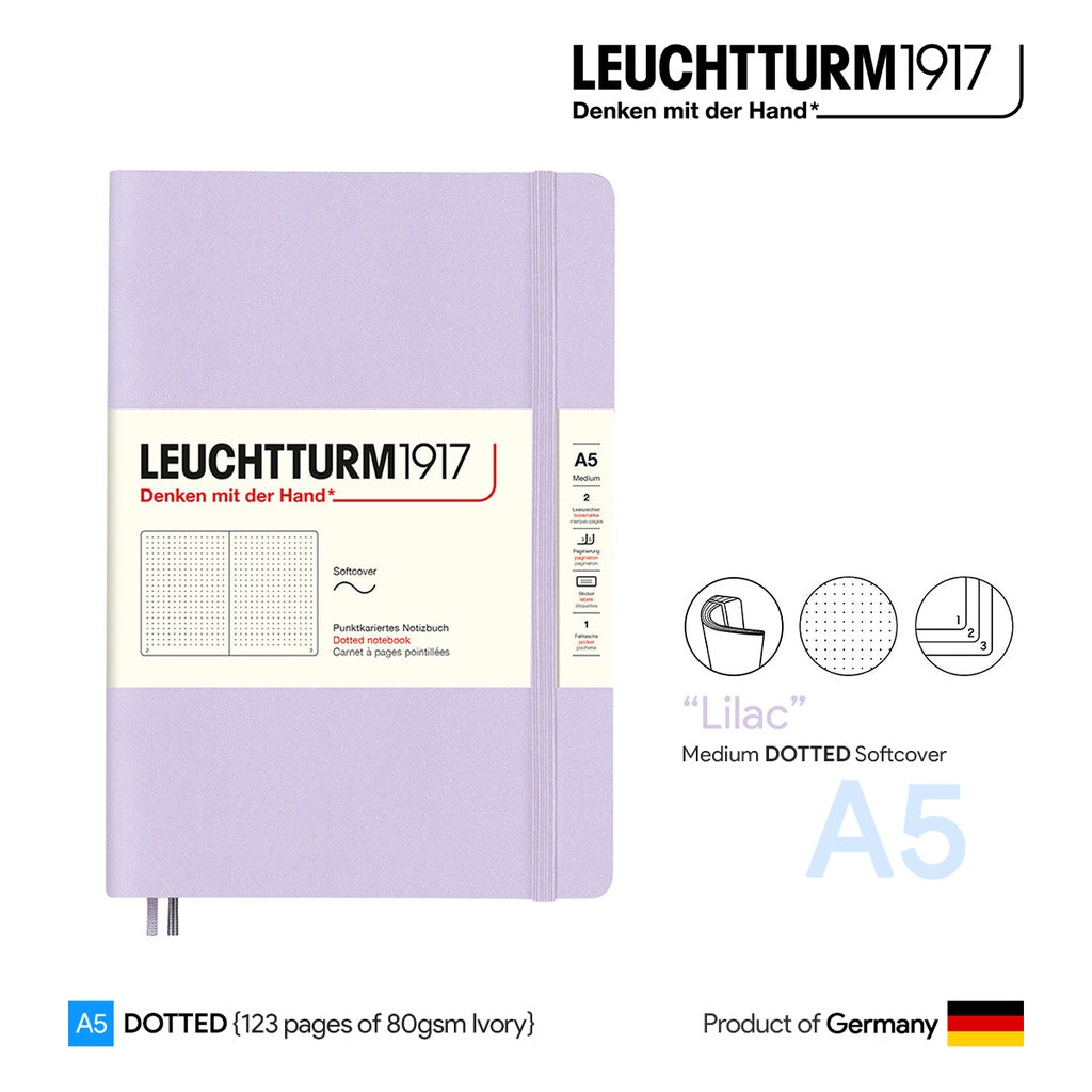 SOFTCOVER A5 NOTEBOOK DOTTED LILAC