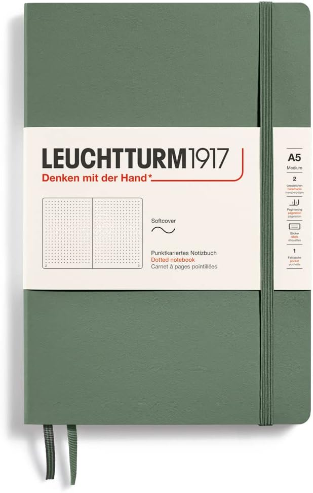SOFTCOVER A5 NOTEBOOK DOTTED OLIVE