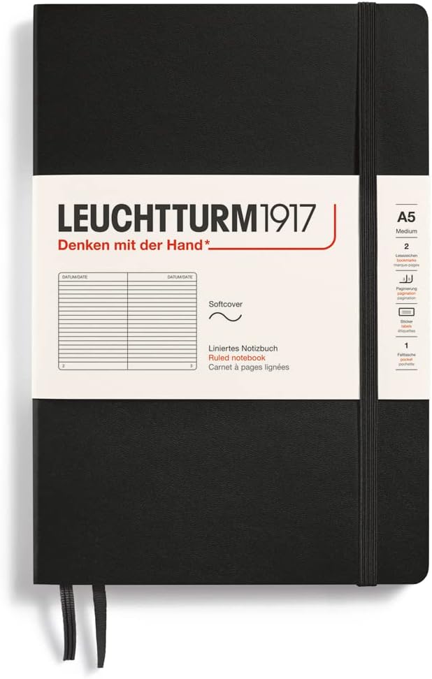 SOFTCOVER A5 NOTEBOOK RULED BLACK