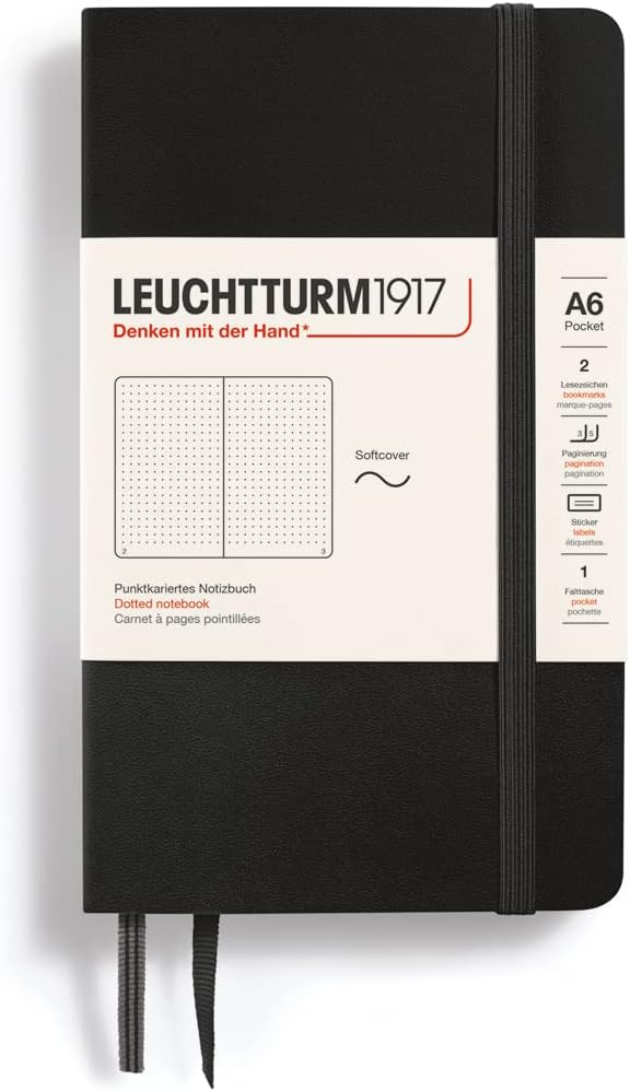 SOFTCOVER A6 NOTEBOOK DOTTED BLACK