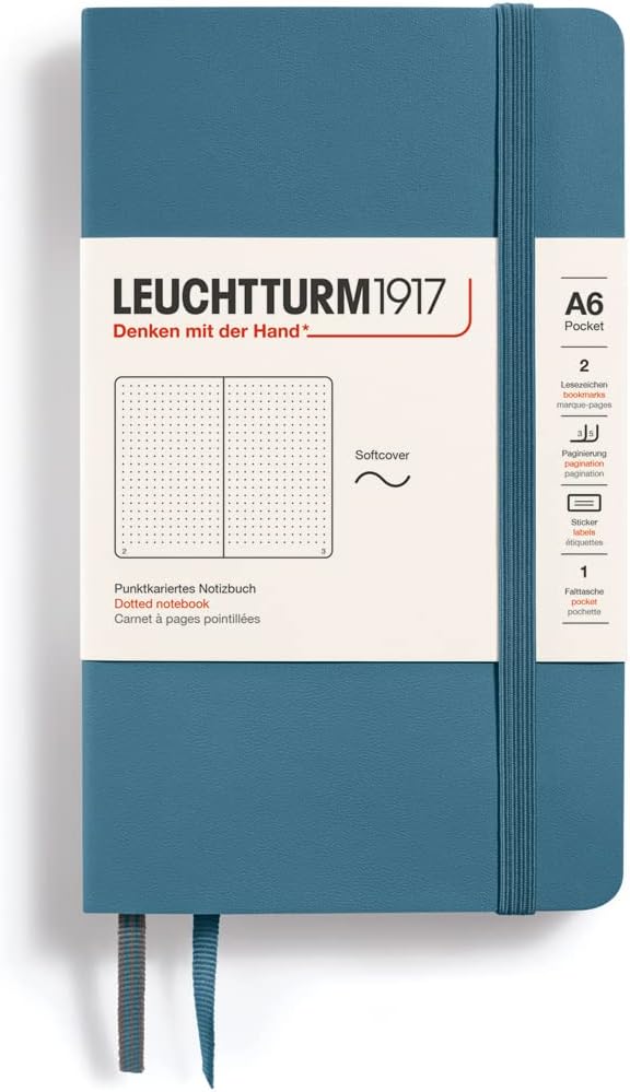 SOFTCOVER A6 NOTEBOOK DOTTED STONE BLUE