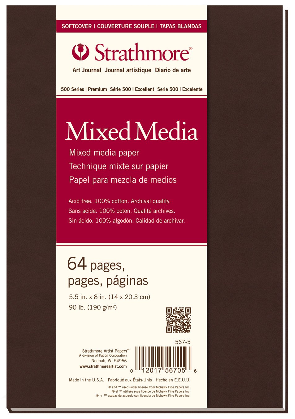 STRATHMORE 500 SERIES MIXED MEDIA SOFTCOVER ART BOOK - 5-1/2" X 8-1/2"