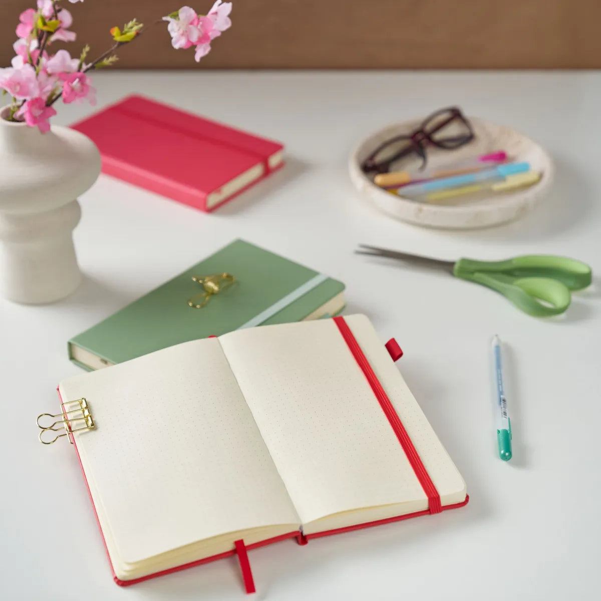 SAKURA NOTEBOOK DOTTED A5 -  RED PLUM BLOSSOM