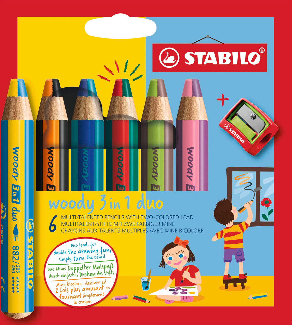 STABILO WOODY 3IN1 DUO 6 WLT/SHRP