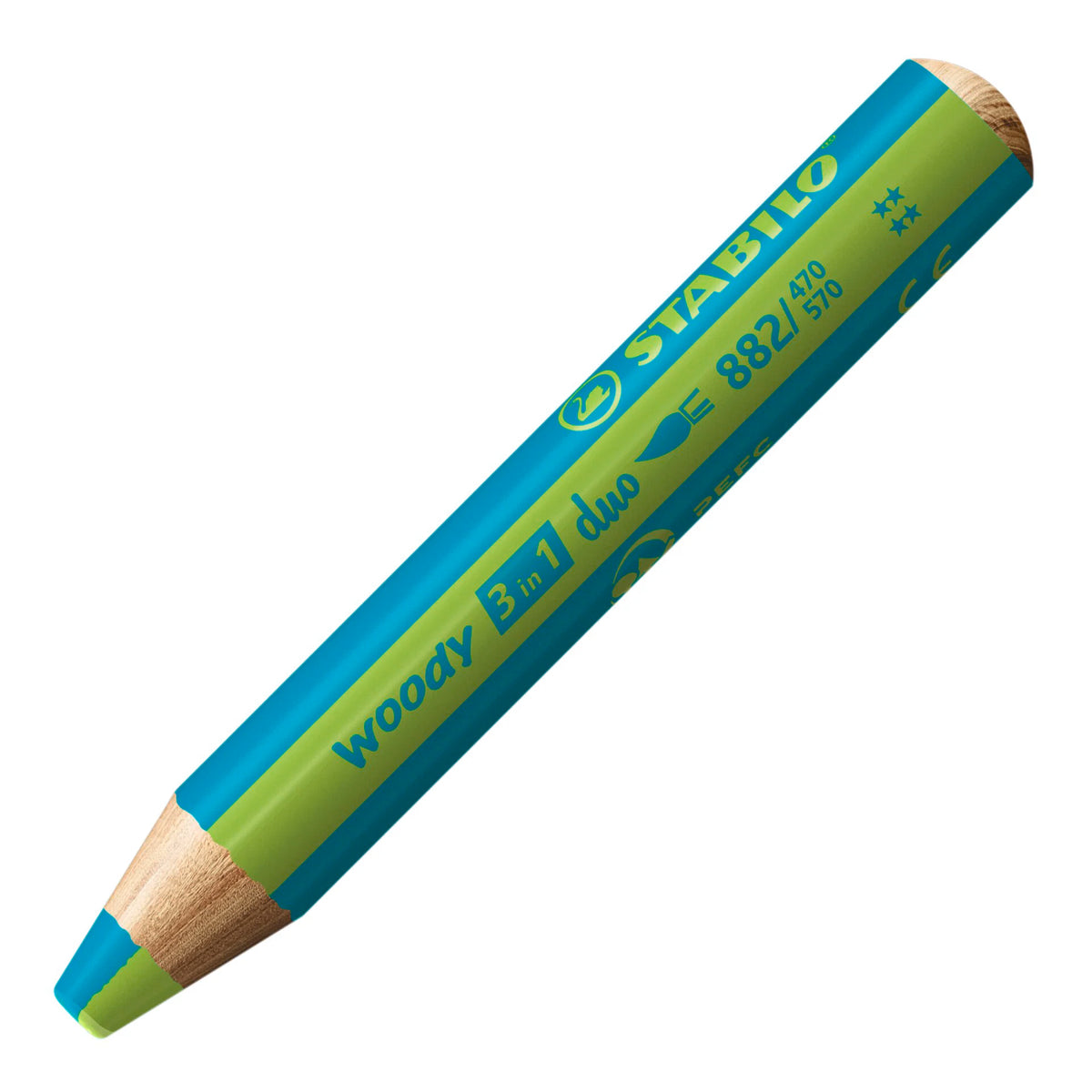 STABILO WOODY 3IN1 DUO TURQUOISE/LIGHT GREEN