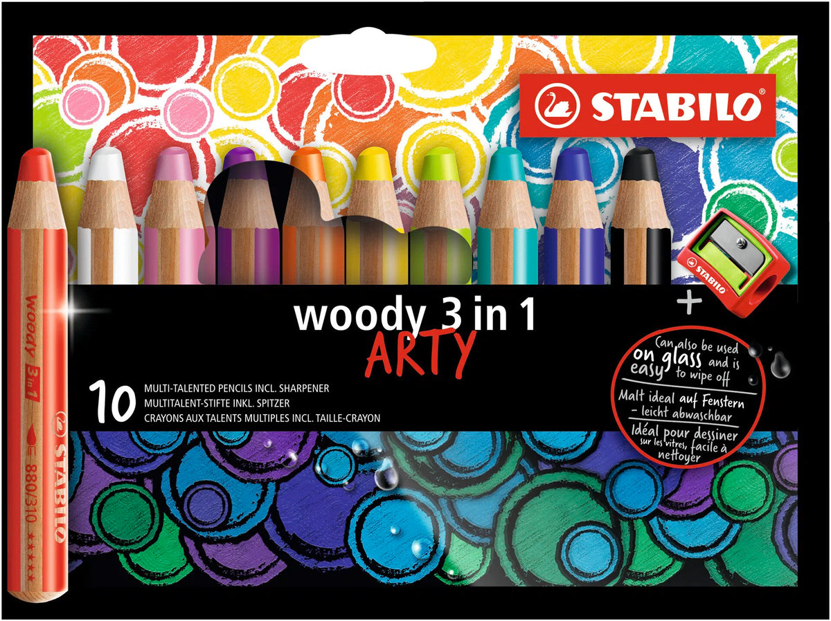 STABILO WOODY 3IN1 10 WALLET W/SHARPENER