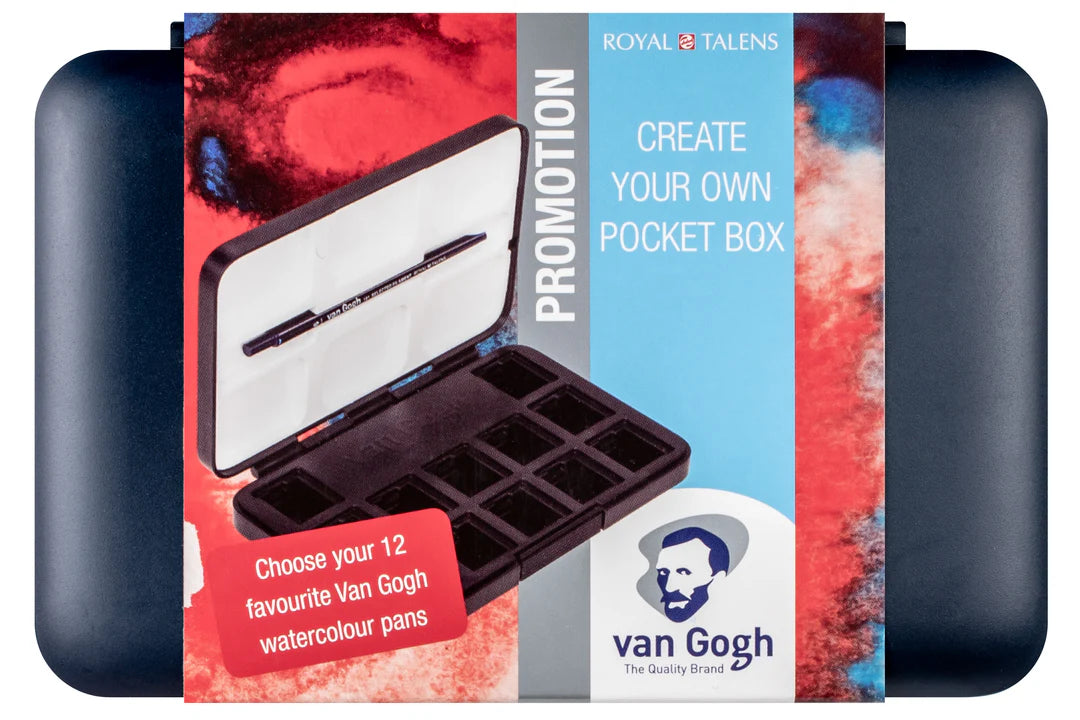 VAN GOGH WATERCOLOUR EMPTY PLASTIC POCKET BOX F/12 PAN, DARK BLUE