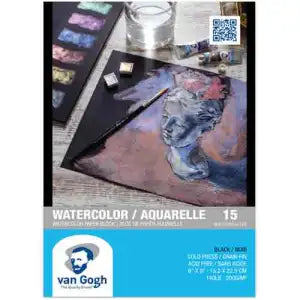 VGWC PAPER BLOCK 140LB COLD PRESS 6" X 9" BLACK 15 SHEETS
