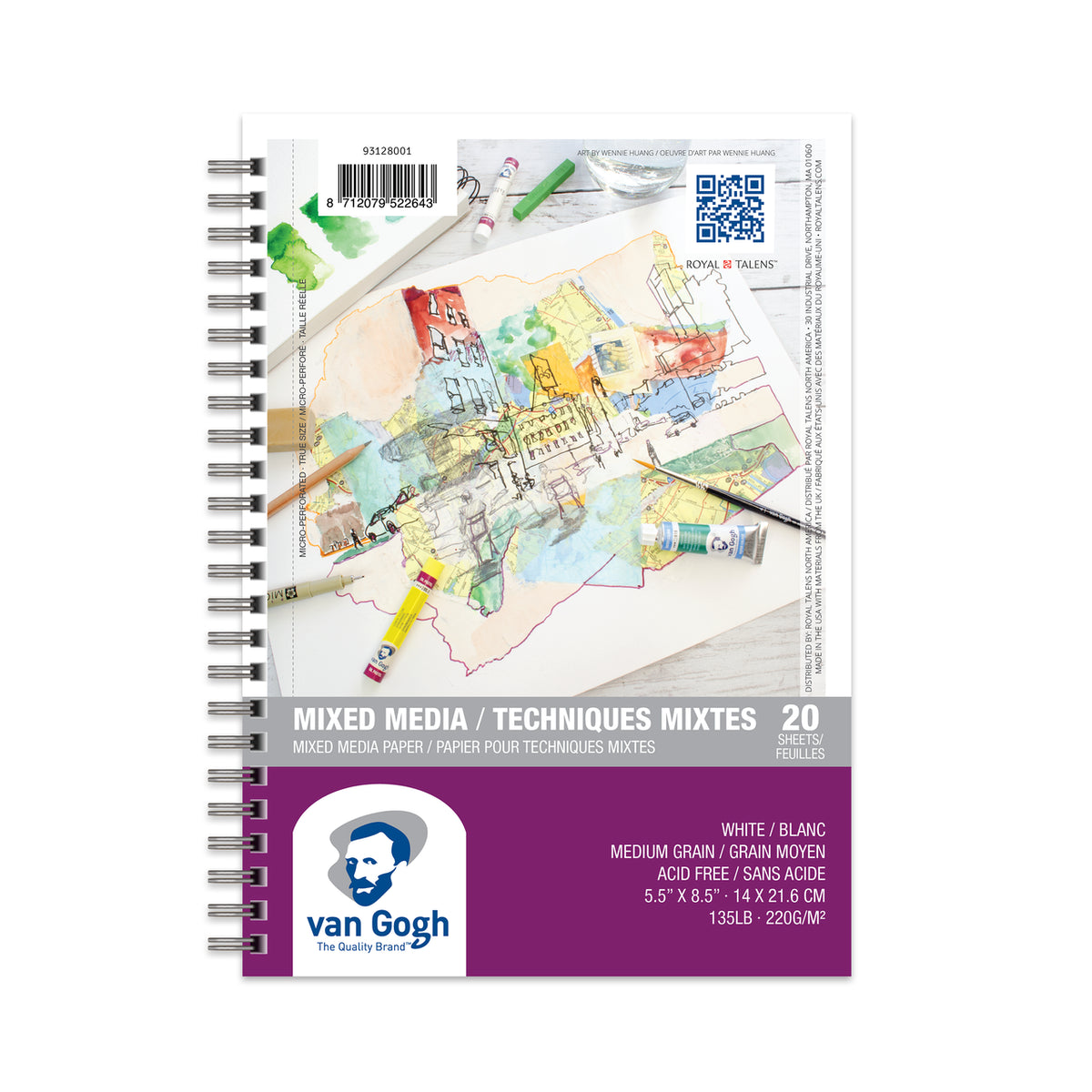 VG MIXED MEDIA PAPER PAD 135LB 5.5" X 8.5" 20 SHEETS