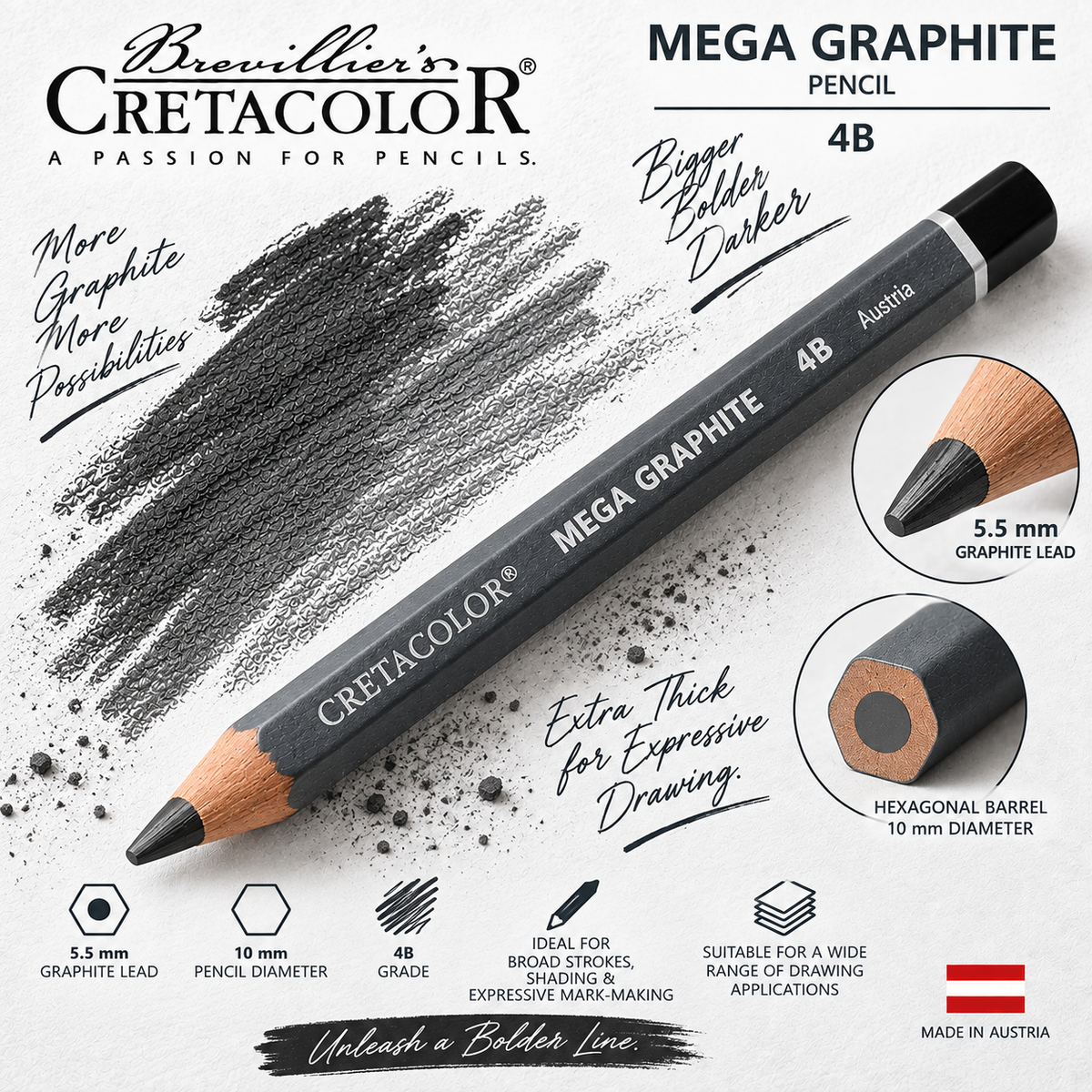 CRETACOLOR MEGA GRAPHITE PENCIL 4B