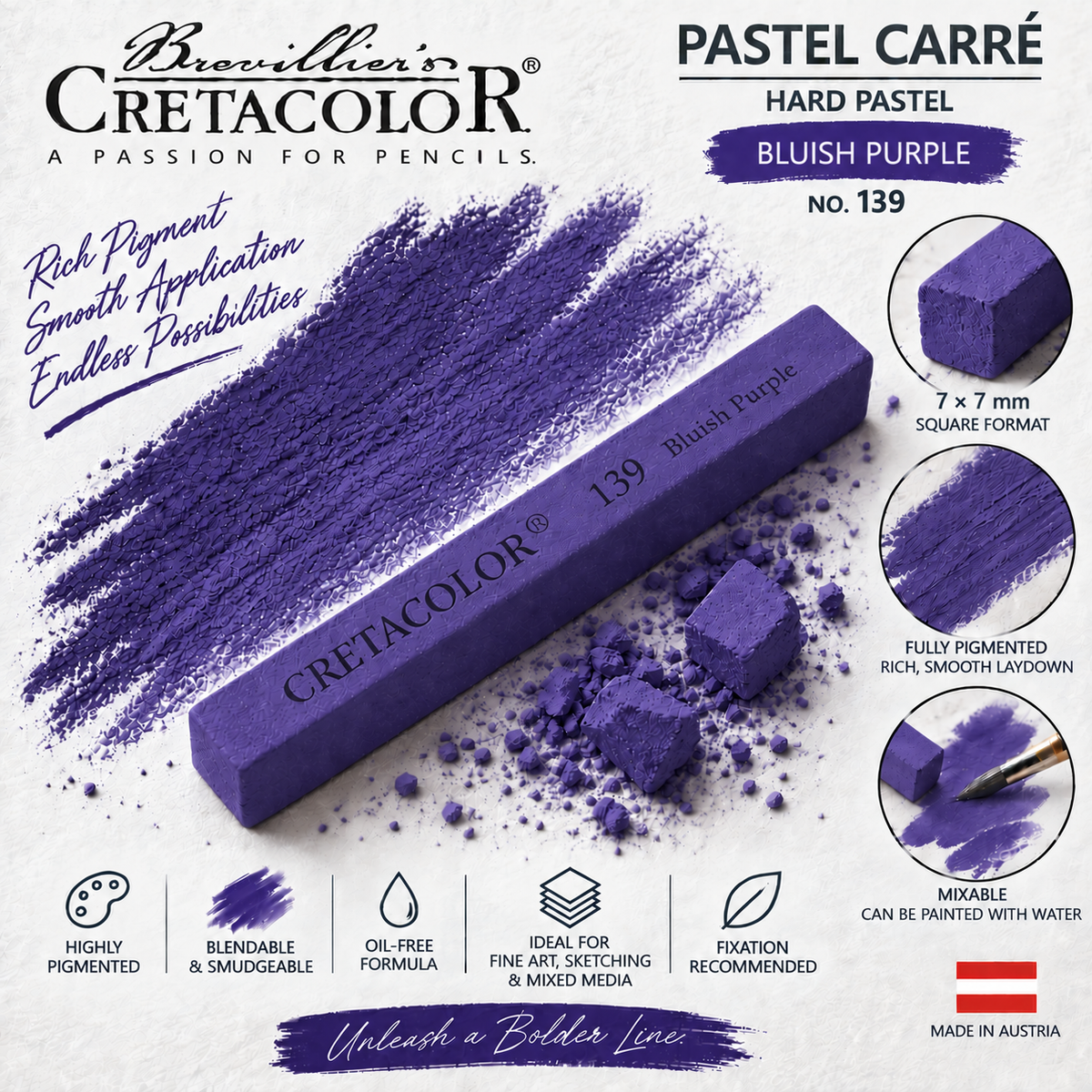CRETACOLOR PASTEL CARRÉ BLUISH PURPLE
