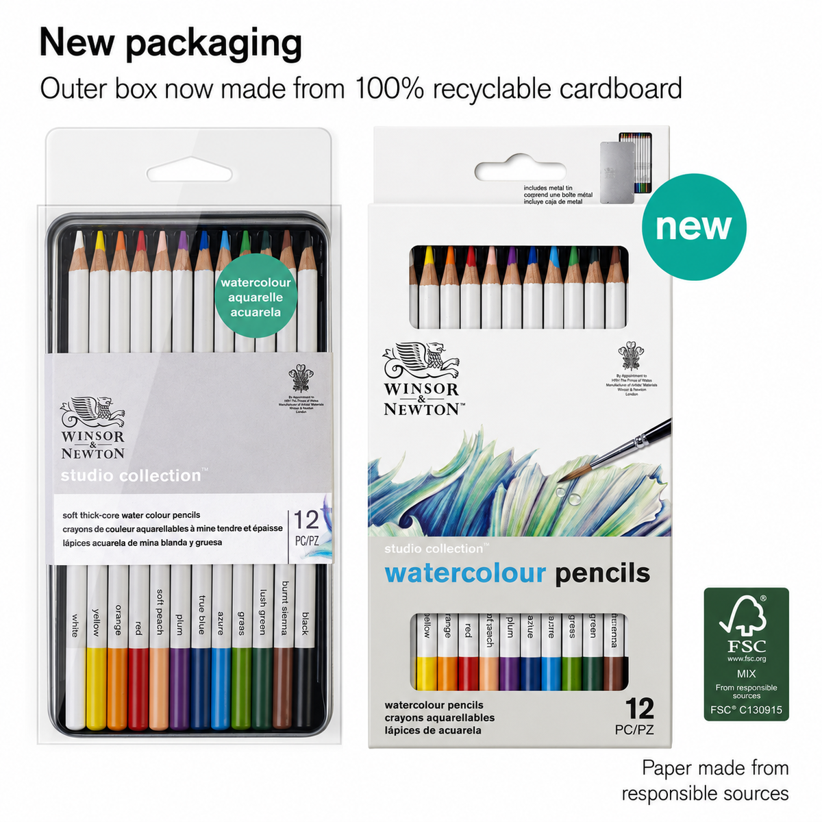 STUDIO PENCIL COLLECTION WATERCOLOUR PENCIL TIN - 12PC
