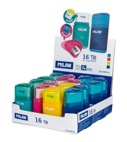 MILAN TRI SHARPENER &amp; ERASER COMBO